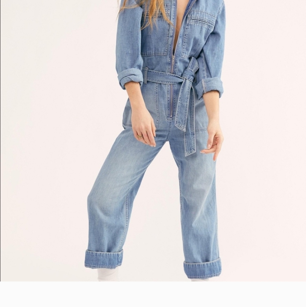Free People Charlie Denim Jumpsuit